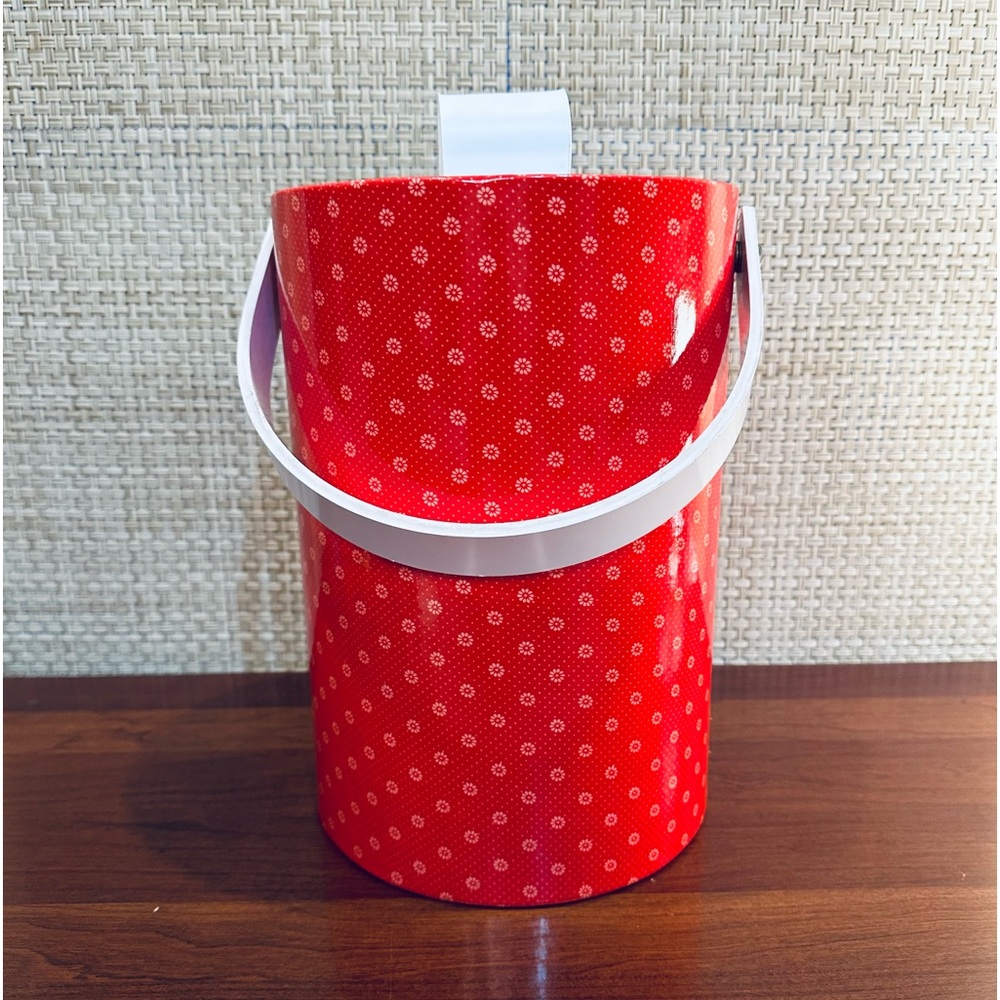 🌟HP🌟VTG 1980s 11" Ice Bucket Red & White Floral Dot Pattern by Drulane USA